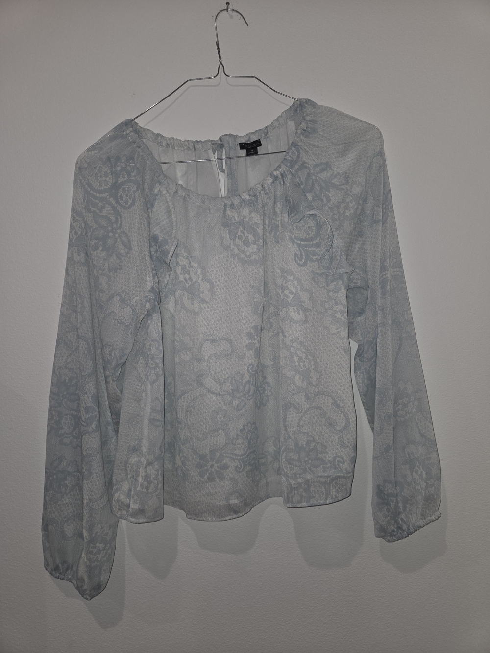 Ann Taylor Light Blue Floral Peasant Blouse